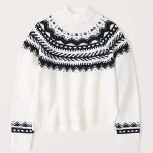 Abercrombie Cable Mock Neck Fair Isle Sweater Women's Size Medium